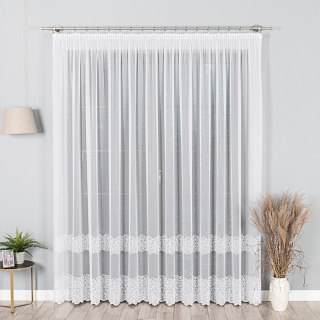 Firanka haftowana 010077 wysokość 250 cm kolor biały