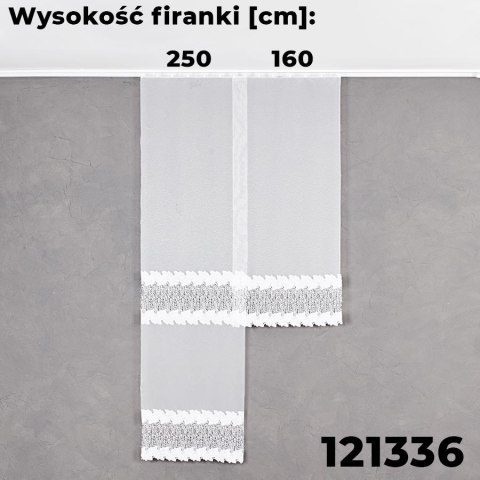 Firanka z aplikacją na markizecie 121336 wysokość 160 cm kolor biały Firanka z aplikacją na markizecie 121336 wysokość 160 cm kolor biały