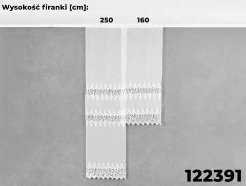 Firanka z aplikacją na markizecie 122391 wysokość 160 cm kolor biały Firanka z aplikacją na markizecie 122391 wysokość 160 cm kolor biały