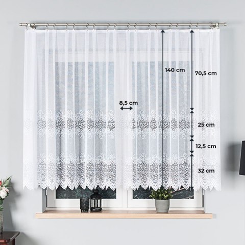 Firanka żakardowa 001539 wysokość 140 cm kolor biały