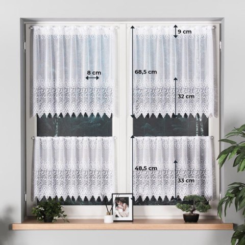 Zazdrostka żakardowa 001539 wysokość 70 cm kolor biały