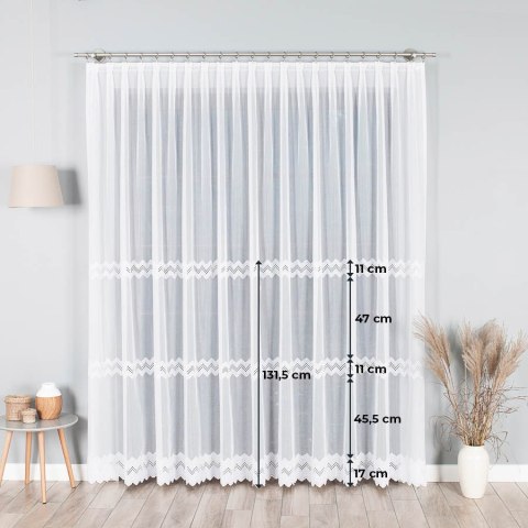 Firanka haftowana 008717 wysokość 280 cm kolor biały
