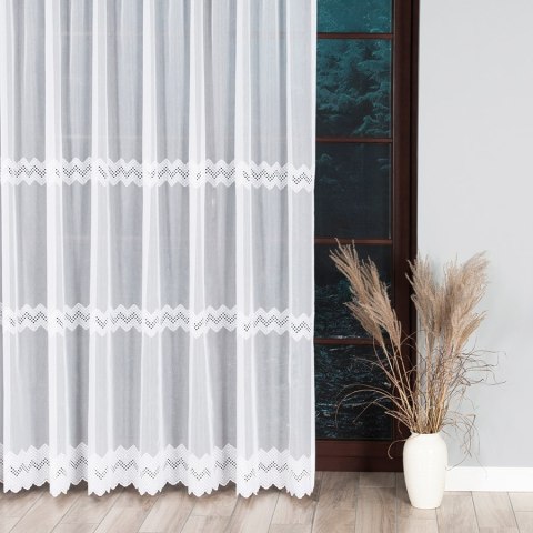 Firanka haftowana 008717 wysokość 280 cm kolor biały