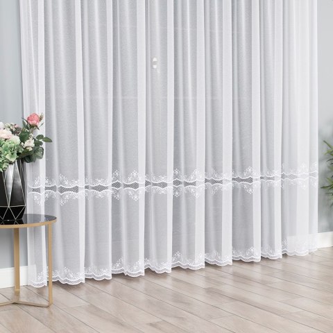 Firanka z aplikacją na markizecie 040613 wysokość 250 cm kolor biały