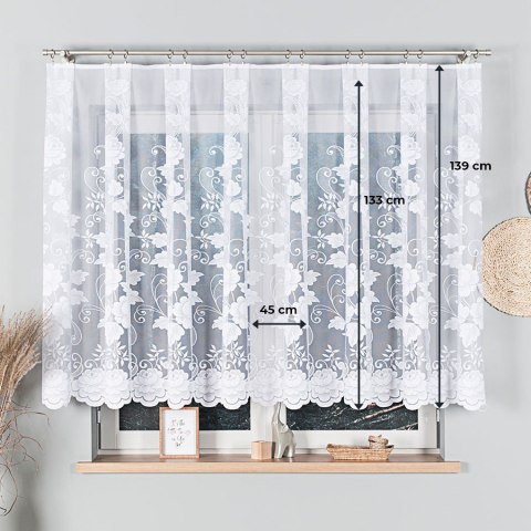 Firanka żakardowa 023006 wysokość 140 cm kolor biały