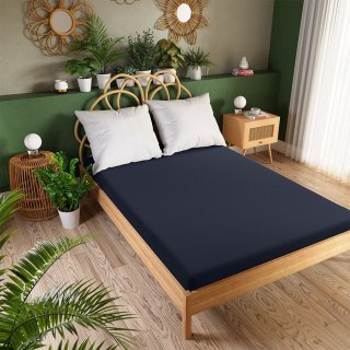 Prześcieradło frotte z gumką 220x200 cm kolor granatowy