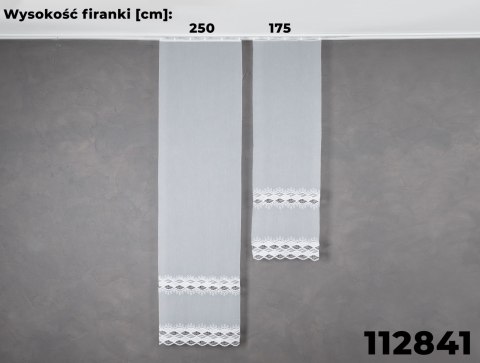 Firanka z aplikacją ze wzorem pasowym, wysokość 175cm, kolor 001 biały 112841/000/001/000175/1