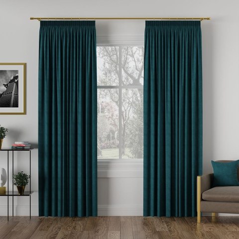 Zasłona gotowa na taśmie MILAS 140x250 cm kolor ciemny turkusowy Zasłona gotowa na taśmie MILAS 140x250 cm kolor ciemny turkusowy