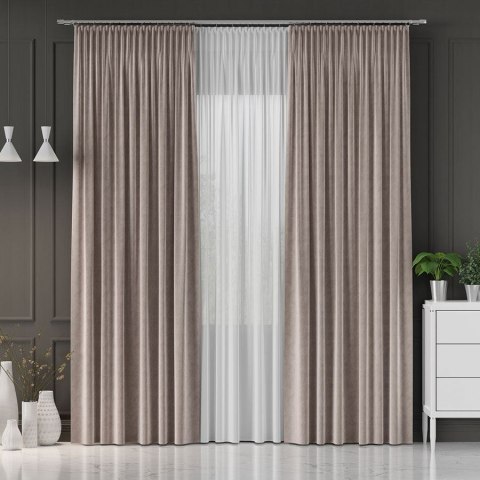Tkanina dekoracyjna VELVET wysokość 300 cm kolor ciepły jasny szary Tkanina dekoracyjna VELVET wysokość 300 cm kolor ciepły jasny szary