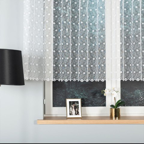 Firanka haftowana 908958 wysokość 120 cm kolor biały