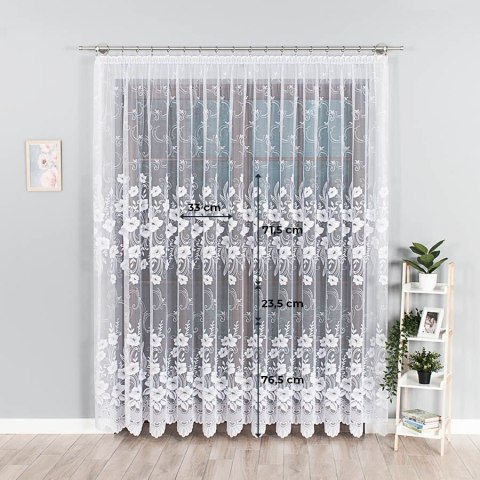 Firanka żakardowa 018041 wysokość 200 cm kolor biały