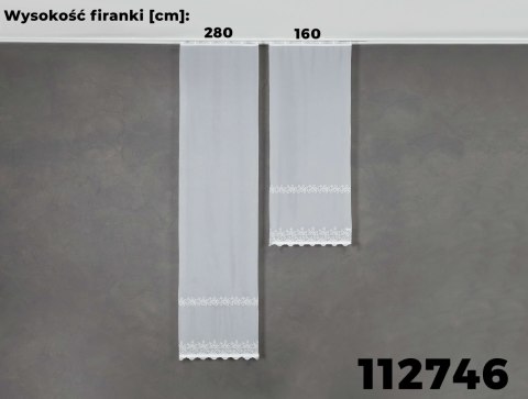 Firanka haftowana ze wzorem pasowym, wysokość 280cm, kolor 001 biały 112746/000/001/000280/1 Firanka haftowana ze wzorem pasowym, wysokość 280cm, kolor 001 biały 112746/000/001/000280/1