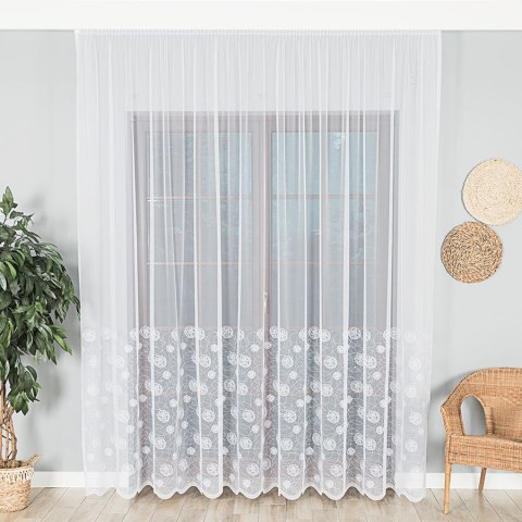 Firanka haftowana 024810 wysokość 280 cm kolor biały