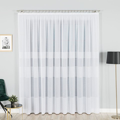 Firanka haftowana 000769 wysokość 250 cm kolor biały