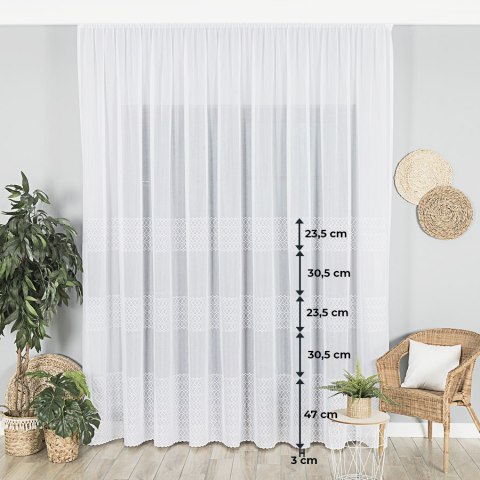 Firanka haftowana 023006 wysokość 280 cm kolor biały Firanka haftowana 023006 wysokość 280 cm kolor biały