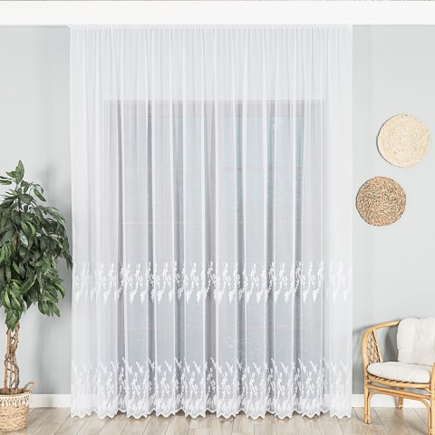 Firanka haftowana 013778 wysokość 280 cm kolor biały