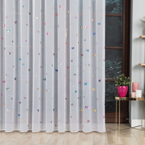 Firanka fantazyjna z ołowianką, wysokość 300cm, kolor 015 biały 308157/OLO/015/000300/1