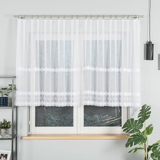 Firanka haftowana ze wzorem pasowym, wysokość 120cm, kolor 001 biały z błyskiem 082936/768/001/000120/1
