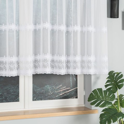 Firanka haftowana ze wzorem pasowym, wysokość 120cm, kolor 001 biały z błyskiem 082936/768/001/000120/1 Firanka haftowana ze wzorem pasowym, wysokość 120cm, kolor 001 biały z błyskiem 082936/768/001/000120/1