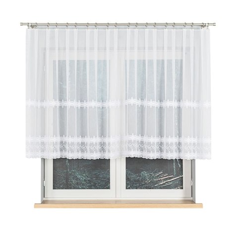 Firanka haftowana ze wzorem pasowym, wysokość 120cm, kolor 001 biały z błyskiem 082936/768/001/000120/1 Firanka haftowana ze wzorem pasowym, wysokość 120cm, kolor 001 biały z błyskiem 082936/768/001/000120/1