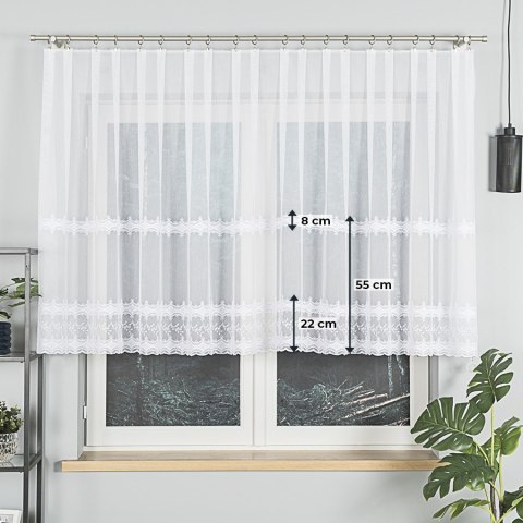 Firanka haftowana ze wzorem pasowym, wysokość 120cm, kolor 001 biały z błyskiem 082936/768/001/000120/1 Firanka haftowana ze wzorem pasowym, wysokość 120cm, kolor 001 biały z błyskiem 082936/768/001/000120/1