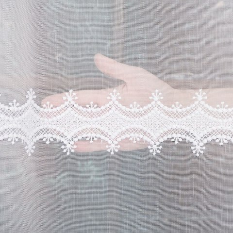 Firanka haftowana ze wzorem pasowym, wysokość 280cm, kolor 001 biały z błyskiem 082936/768/001/000280/1