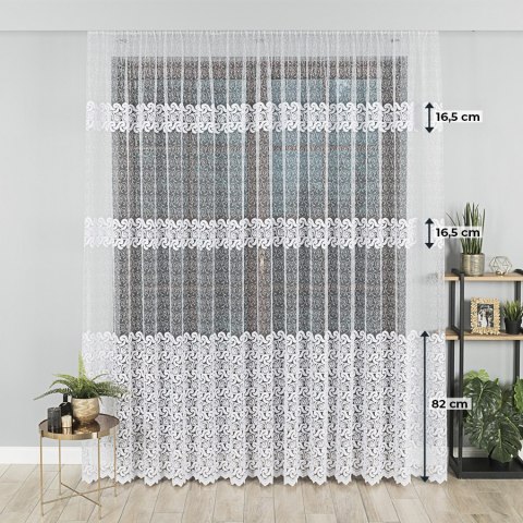 Firanka haftowana ze wzorem po całości, wysokość 280cm, kolor 001 biały z błyszczącą nitką 082166/020/001/000280/1