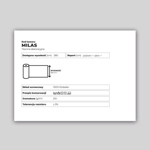 MILAS Próbnik pod zamówienie - szerokość 320cm MILAS0/PRO/N00/000000/1 MILAS Próbnik pod zamówienie - szerokość 320cm MILAS0/PRO/N00/000000/1