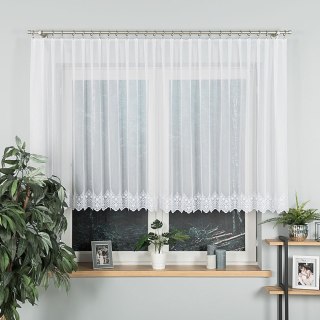 Firanka haftowana ze wzorem na samym dole, wysokość 120cm, kolor 001 biały 123397/768/001/000120/1