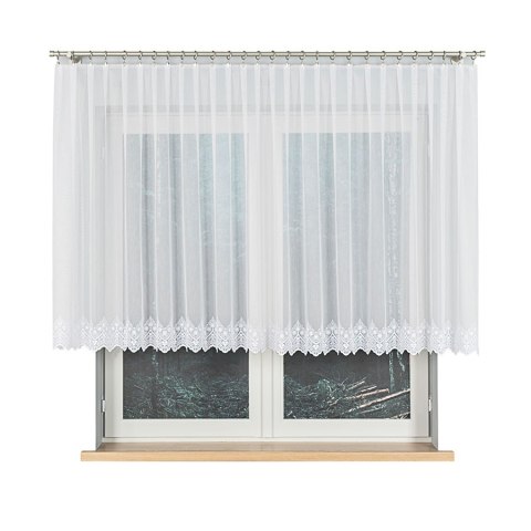Firanka haftowana ze wzorem na samym dole, wysokość 120cm, kolor 001 biały 123397/768/001/000120/1