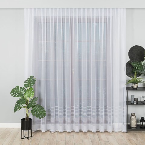 Firanka żakardowa ze wzorem pasowym z ołowianką, wysokość 250cm, kolor 003 biały ze srebrnym lurexem 000314/OLO/003/000250/1 Firanka żakardowa ze wzorem pasowym z ołowianką, wysokość 250cm, kolor 003 biały ze srebrnym lurexem 000314/OLO/003/000250/1