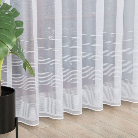 Firanka żakardowa ze wzorem pasowym z ołowianką, wysokość 250cm, kolor 003 biały ze srebrnym lurexem 000314/OLO/003/000250/1 Firanka żakardowa ze wzorem pasowym z ołowianką, wysokość 250cm, kolor 003 biały ze srebrnym lurexem 000314/OLO/003/000250/1