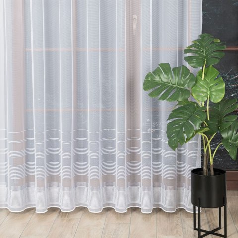 Firanka żakardowa ze wzorem pasowym z ołowianką, wysokość 250cm, kolor 003 biały ze srebrnym lurexem 000314/OLO/003/000250/1 Firanka żakardowa ze wzorem pasowym z ołowianką, wysokość 250cm, kolor 003 biały ze srebrnym lurexem 000314/OLO/003/000250/1