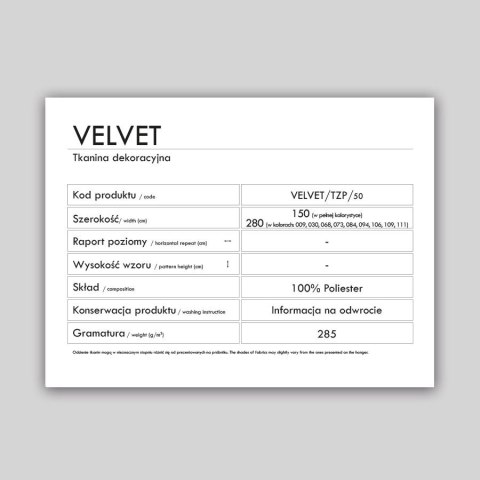 VELVET Próbnik ALLURE VELVET/PRO/000/000000/1 VELVET Próbnik ALLURE VELVET/PRO/000/000000/1