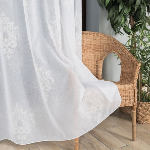 Firanka fantazyjna ze wzorem ornamentowym z ołowianką, wysokość 290cm, kolor 001 biały 100281/OLO/001/000290/1 Firanka fantazyjna ze wzorem ornamentowym z ołowianką, wysokość 290cm, kolor 001 biały 100281/OLO/001/000290/1