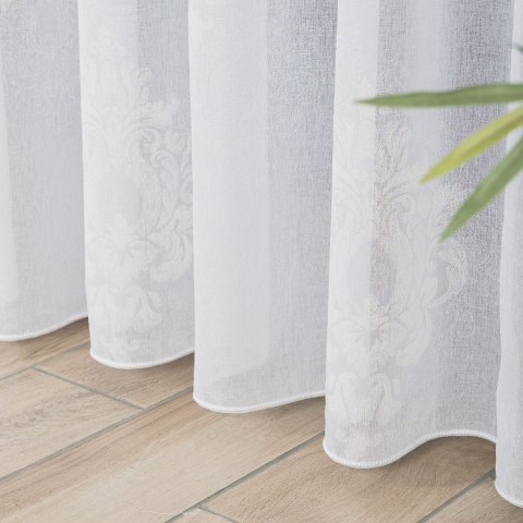 Firanka fantazyjna ze wzorem ornamentowym z ołowianką, wysokość 290cm, kolor 001 biały 100281/OLO/001/000290/1 Firanka fantazyjna ze wzorem ornamentowym z ołowianką, wysokość 290cm, kolor 001 biały 100281/OLO/001/000290/1