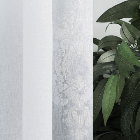 Firanka fantazyjna ze wzorem ornamentowym z ołowianką, wysokość 290cm, kolor 001 biały 100281/OLO/001/000290/1 Firanka fantazyjna ze wzorem ornamentowym z ołowianką, wysokość 290cm, kolor 001 biały 100281/OLO/001/000290/1