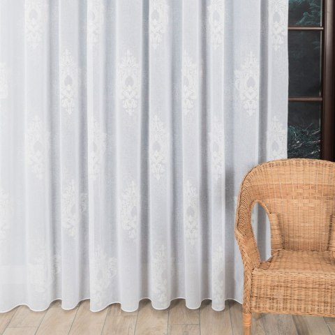 Firanka fantazyjna ze wzorem ornamentowym z ołowianką, wysokość 290cm, kolor 001 biały 100281/OLO/001/000290/1 Firanka fantazyjna ze wzorem ornamentowym z ołowianką, wysokość 290cm, kolor 001 biały 100281/OLO/001/000290/1