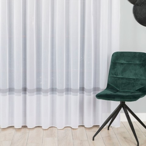 Firanka fantazyjna ze wzorem pasowym z ołowianką, wysokość 280cm, kolor 020 biały z szarym 000380/OLO/020/280000/1 Firanka fantazyjna ze wzorem pasowym z ołowianką, wysokość 280cm, kolor 020 biały z szarym 000380/OLO/020/280000/1