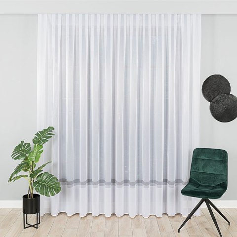 Firanka fantazyjna ze wzorem pasowym z ołowianką, wysokość 280cm, kolor 020 biały z szarym 000380/OLO/020/280000/1 Firanka fantazyjna ze wzorem pasowym z ołowianką, wysokość 280cm, kolor 020 biały z szarym 000380/OLO/020/280000/1