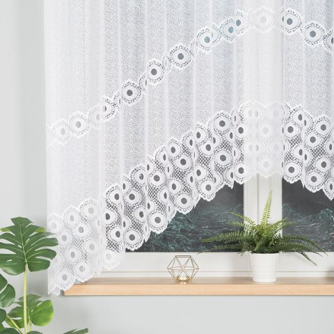 JAGNA Firanka żakardowa odpasowana ze wzorem pasowym, szerokość 300 x wysokość 160cm, kolor 001 biały 015971/FOL/001/000161/1 JAGNA Firanka żakardowa odpasowana ze wzorem pasowym, szerokość 300 x wysokość 160cm, kolor 001 biały 015971/FOL/001/000161/1