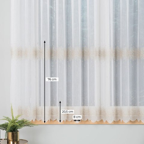 Firanka haftowana ze wzorem pasowym, wysokość 160cm, kolor 004 biały ze złotym 112853/000/004/000160/1 Firanka haftowana ze wzorem pasowym, wysokość 160cm, kolor 004 biały ze złotym 112853/000/004/000160/1