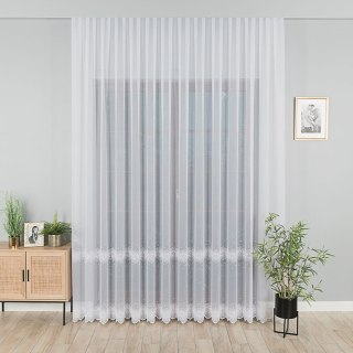 Firanka haftowana ze wzorem pasowym, wysokość 280cm, kolor 001 biały 112853/000/001/000280/1