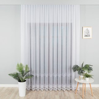 Firanka z aplikacją ze wzorem pasowym, wysokość 280cm, kolor 001 biały 112719/000/001/000280/1