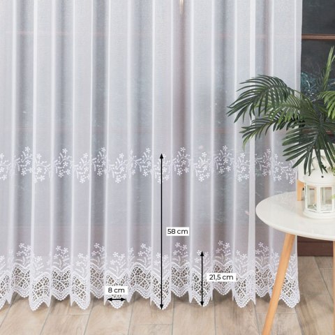 Firanka z aplikacją ze wzorem pasowym, wysokość 280cm, kolor 001 biały 112719/000/001/000280/1