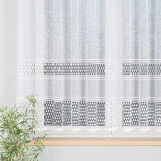 Firanka żakardowa ze wzorem pasowym, wysokość 155cm, kolor 001 biały 115024/000/001/000155/1