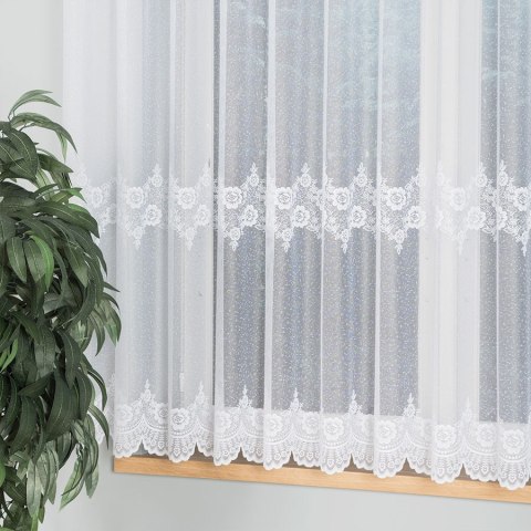Firanka żakardowa ze wzorem pasowym, wysokość 160cm, kolor 001 biały 054269/000/001/000160/1 Firanka żakardowa ze wzorem pasowym, wysokość 160cm, kolor 001 biały 054269/000/001/000160/1