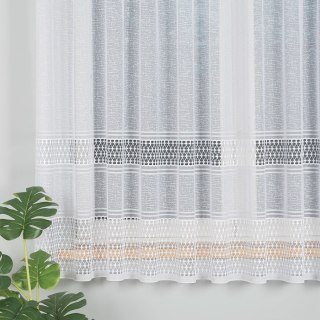 Firanka żakardowa ze wzorem pasowym, wysokość 175cm, kolor 020 biały ze srebrnym 115024/000/020/000175/1