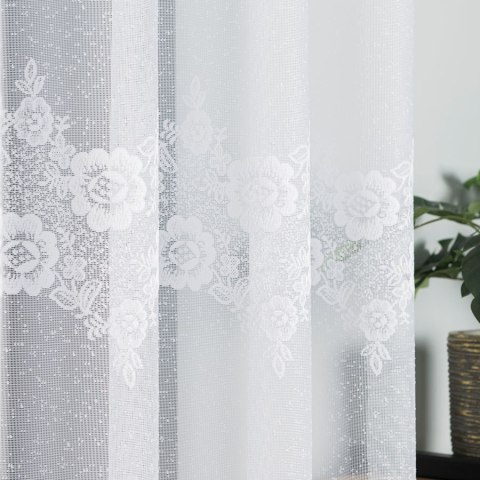 Firanka żakardowa ze wzorem pasowym, wysokość 180cm, kolor 001 biały 054269/000/001/000180/1 Firanka żakardowa ze wzorem pasowym, wysokość 180cm, kolor 001 biały 054269/000/001/000180/1