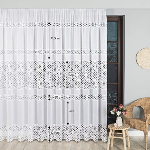 Firanka żakardowa ze wzorem pasowym, wysokość 270cm, kolor 001 biały 018869/000/001/000270/1 Firanka żakardowa ze wzorem pasowym, wysokość 270cm, kolor 001 biały 018869/000/001/000270/1